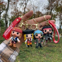 4 Styles Pirates of the Caribbean Cartoon PVC Anime Figures Keychain