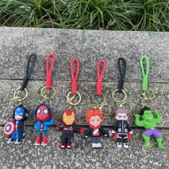 6 Styles Iron Man Spider-Man Cartoon PVC Anime Figures Keychain