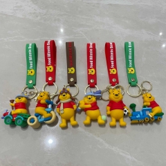 6 Styles Winnie the Pooh Cartoon PVC Anime Figures Keychain