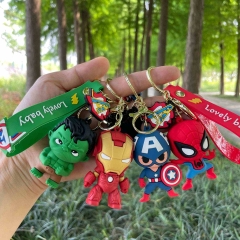 4 Styles Captain America Spider Man Cartoon PVC Anime Figures Keychain