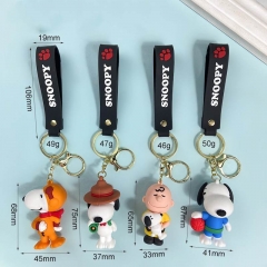 4 Styles Snoopy Cartoon PVC Anime Figures Keychain