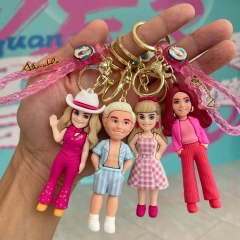 4 Styles Barbie Doll Cartoon PVC Anime Figures Keychain