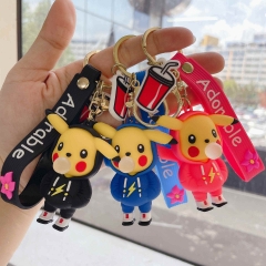 3 Styles Pokemon Cartoon PVC Anime Figures Keychain