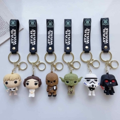 6 Styles Star War Cartoon PVC Anime Figures Keychain