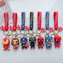 7 Styles Spider Man Captain America Cartoon PVC Anime Figures Keychain