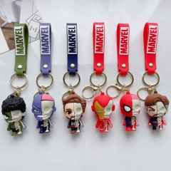 6 Styles Spider Man Iron Man Cartoon PVC Anime Figures Keychain