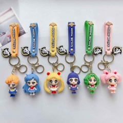 6 Styles Pretty Soldier Sailor Moon Cartoon PVC Anime Figures Keychain