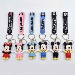 6 Styles Mickey Minnie Mouse Cartoon PVC Anime Figures Keychain