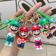 4 Styles Super Mario Bro Cartoon PVC Anime Figures Keychain