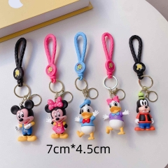 5 Styles Mickey Minnie Mouse Cartoon PVC Anime Figures Keychain