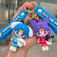 6 Styles Sanrio Pretty Soldier Sailor Moon Cartoon PVC Anime Figures Keychain