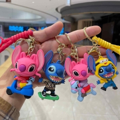 4 Styles Lilo & Stitch Cartoon PVC Anime Figures Keychain