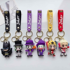 6 Styles Batman The Joker Cartoon PVC Anime Figures Keychain