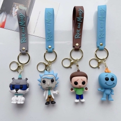 4 Styles Rick and Morty Cartoon PVC Anime Figures Keychain