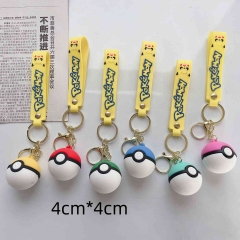 6 Styles Pokemon Cartoon PVC Anime Figures Keychain