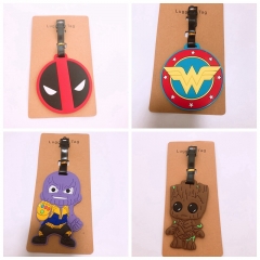 8 Styles Marvel Deadpool Hulk Cartoon Anime Soft Rubber Luggage Tag