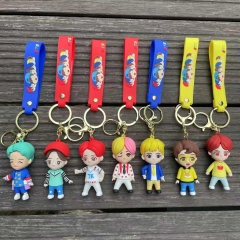 7 Styles K-POP BTS Bulletproof Boy Scouts Cartoon PVC Anime Figures Keychain