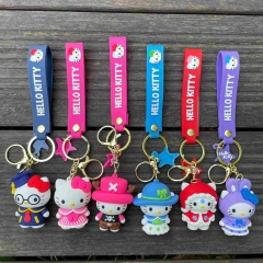 6 Styles Hello Kitty Cartoon PVC Anime Figures Keychain