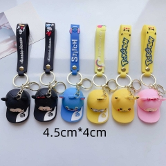 6 Styles Lilo & Stitch Pokemo Cartoon PVC Anime Hat Keychain