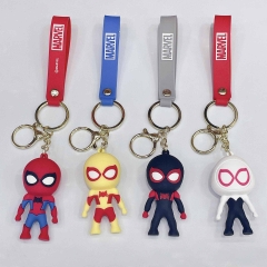 4 Styles Spider Man Cartoon PVC Anime Figures Keychain