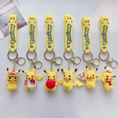 6 Styles Pokemon Cartoon PVC Anime Figures Keychain