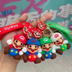 5 Styles Super Mario Bro Cartoon PVC Anime Figures Keychain