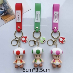 3 Styles Super Mario Bro Cartoon PVC Anime Figures Keychain