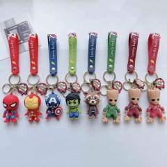 9 Styles The Avengers Spider-Man Iron Man Cartoon PVC Anime Figures Keychain