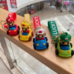 4 Styles Super Mario Bro Cartoon PVC Anime Figures Keychain