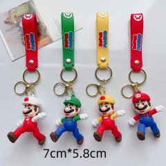 4 Styles Super Mario Bro Pokemo Cartoon PVC Anime Figures Keychain