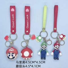 6 Styles Super Mario Bro Cartoon PVC Anime Figures Keychain