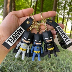 3 Styles Batman Cartoon PVC Anime Figures Keychain