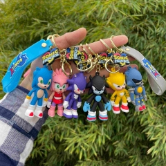 7 Styles Sonic the Hedgehog Cartoon PVC Anime Figures Keychain