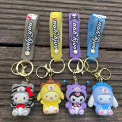 5 Styles Sanrio Kuromi Cinnamoroll Cartoon PVC Anime Figures Keychain