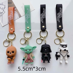 4 Styles Star War Cartoon PVC Anime Figures Keychain