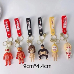 6 Styles Attack on Titan/Shingeki No Kyojin Cartoon PVC Anime Figures Keychain