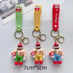 3 Styles Super Mario Bro Cartoon PVC Anime Figures Keychain