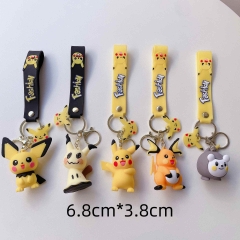 5 Styles Pokemon Cartoon PVC Anime Figures Keychain