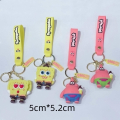 4 Styles SpongeBob SquarePants Cartoon Acrylic Anime Figures Keychain