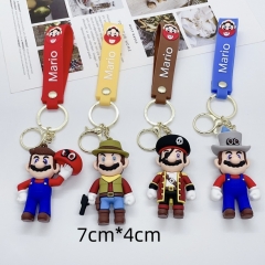 4 Styles Super Mario Bro Cartoon PVC Anime Figures Keychain