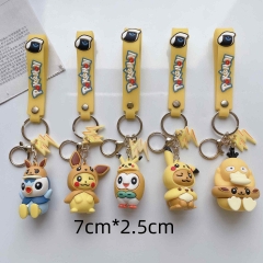 5 Styles Pokemon Cartoon PVC Anime Figures Keychain