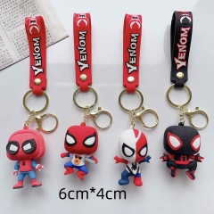 4 Styles Superhero Movie Spider Man Cartoon PVC Anime Figures Keychain