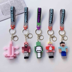 5 Styles Minecraft Cartoon PVC Anime Figures Keychain