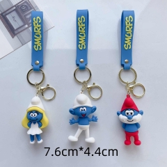 3 Styles The Smurfs Cartoon PVC Anime Figures Keychain