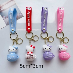 4 Styles Hello Kitty Cartoon PVC Anime Figures Keychain