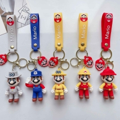 5 Styles Super Mario Bro Cartoon PVC Anime Figures Keychain