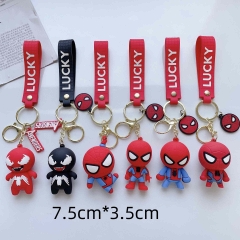 7 Styles Spider Man Cartoon PVC Anime Figures Keychain