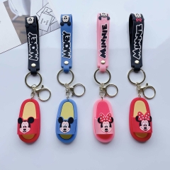 4 Styles Mickey Minnie Mouse Cartoon PVC Anime Figures Keychain