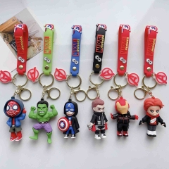 12 Styles Spider Man Iron Man Cartoon PVC Anime Figures Keychain