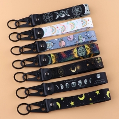 14 Styles Moon Cartoon Woven Label Anime Lanyard Keychain